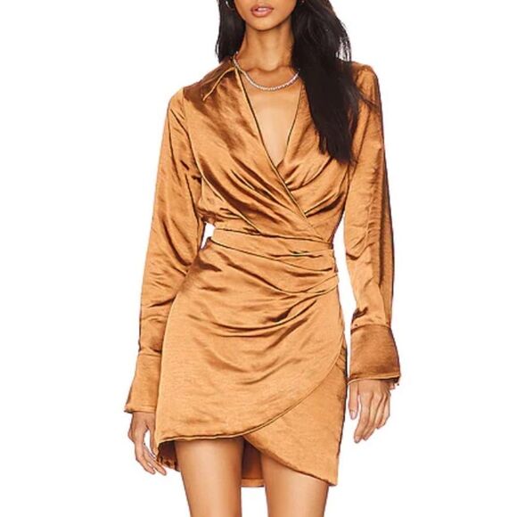 NWT LINE & DOT Bella Mini Dress In Camel Small Revolve - Picture 1 of 14